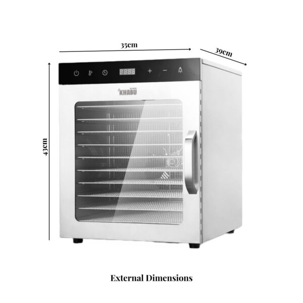 Kalahari Khabu Biltong Boss Biltong Maker and Drying Cabinet, Stainless Steel Food Dehydrator with Full Temperature Control, 10 Tray Capacity, for