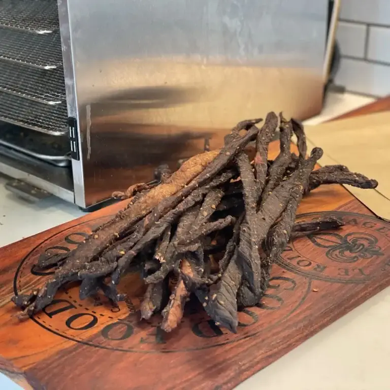 Finished 10mm snapsticks on a board next to a Kalahari Khabu Biltong Boss