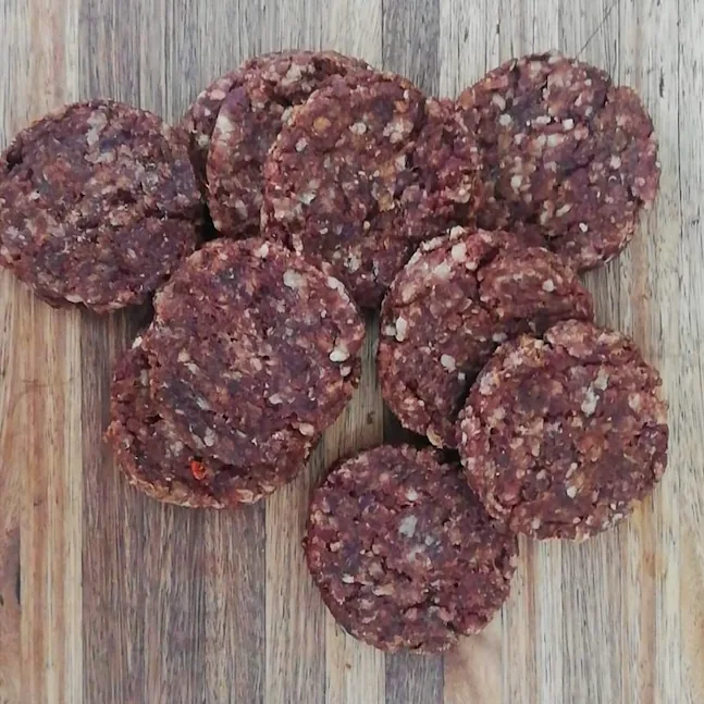 Dried wagon wheel mince snacks made in a Kalahari Khabu Biltong Boss