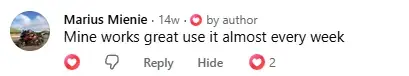 Facebook comment: Mine works great, use it almost every week