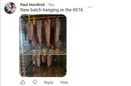 Facebook comment from a KK16 owner: New batch hanging in the KK16