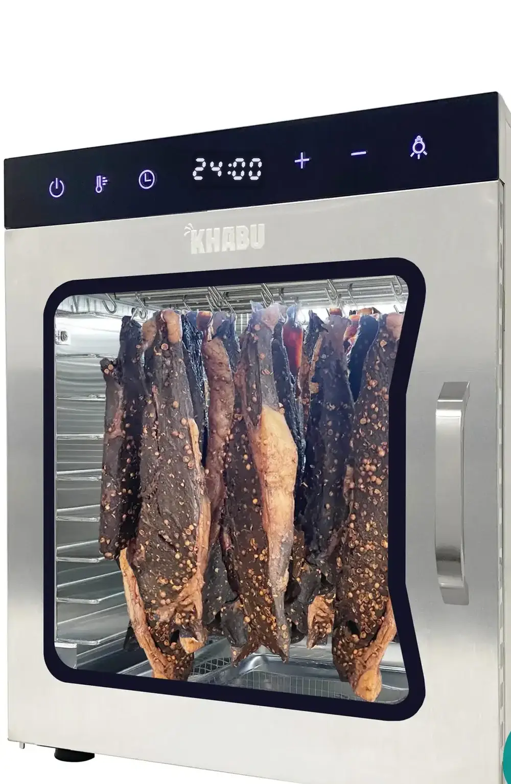 KK11 Biltong Boss cabinet with the control panel showing the 24 hour maximum timer